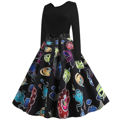 Damen Swingkleid Geisterdesign Schwingrock
