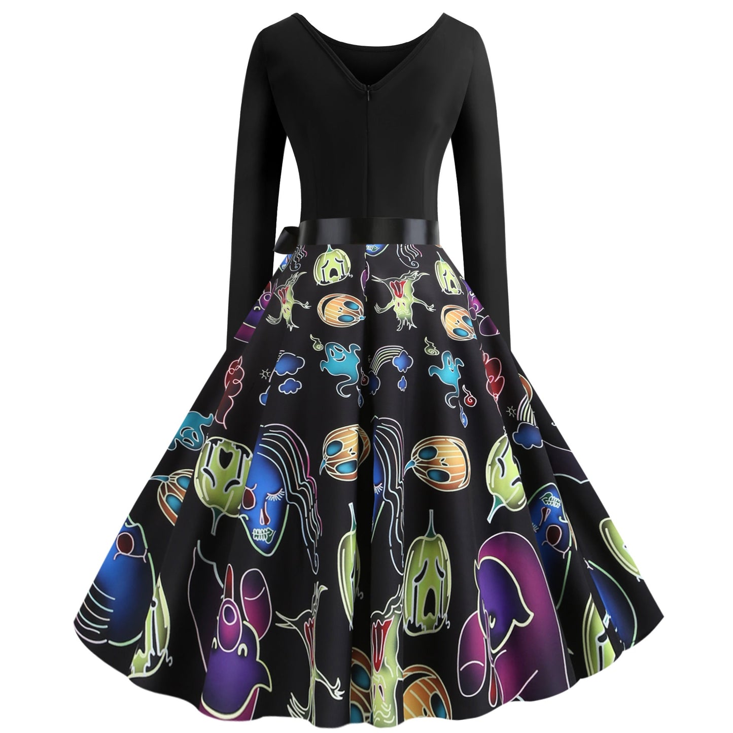 Damen Swingkleid Geisterdesign Schwingrock