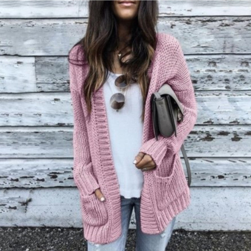 Damen Grobstrick Cardigan Tiefen Taschen Norvielle
