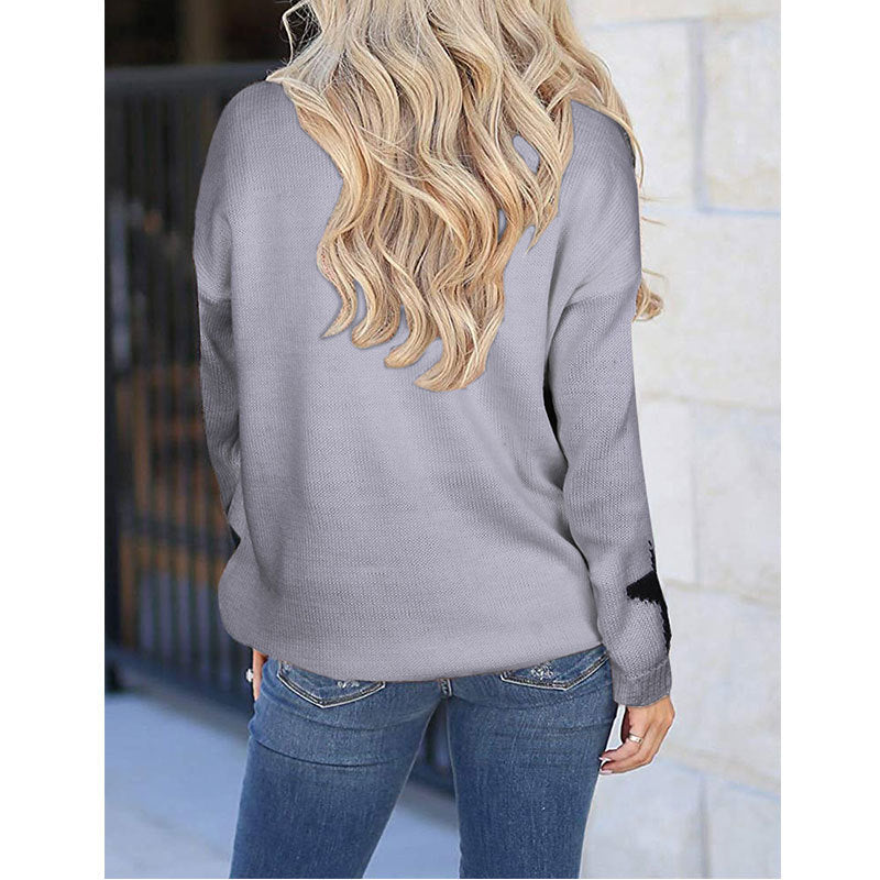Damen Strickpullover Weiches Material Sterne-Design Norvielle