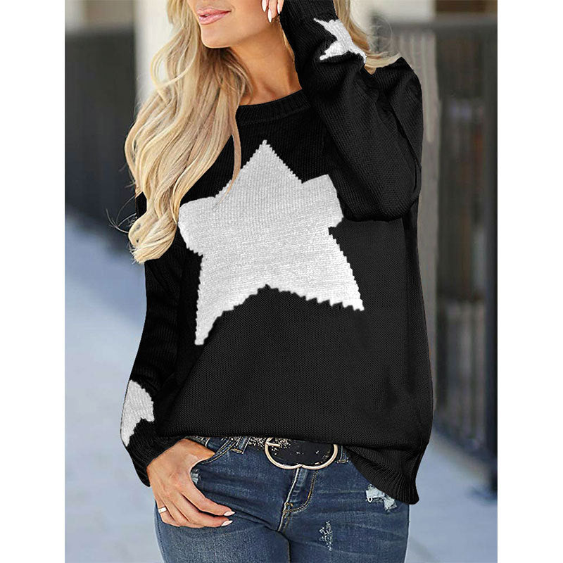 Damen Strickpullover Weiches Material Sterne-Design Norvielle