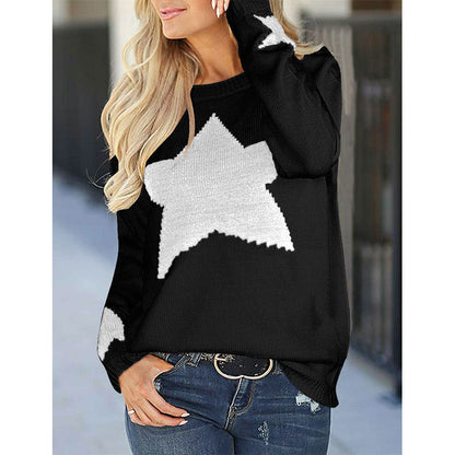 Damen Strickpullover Weiches Material Sterne-Design Norvielle