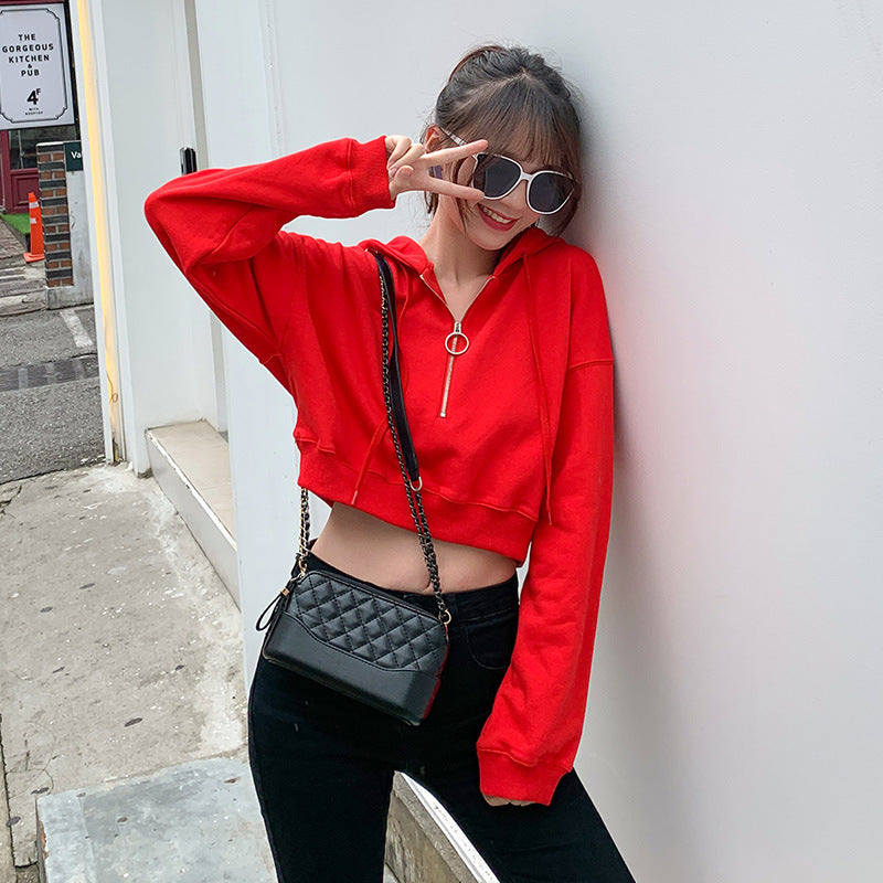 Damen Cropped Kapuzenpullover mit Schlüsselring Norvielle - Norvielle