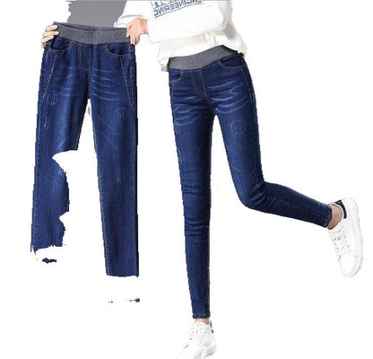Damen Skinny Jeans Hochkomfortbund Darkblue