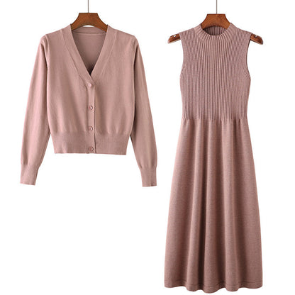 Damen Strickensemble Tailliertes Kleid Leichter Cardigan Norvielle - Norvielle