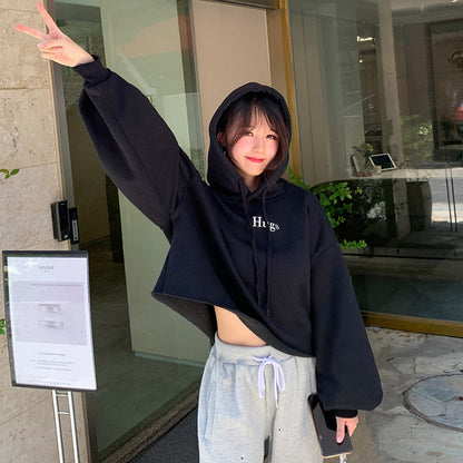 Damen Cropped Hoodie Oversized Ärmel Norvielle