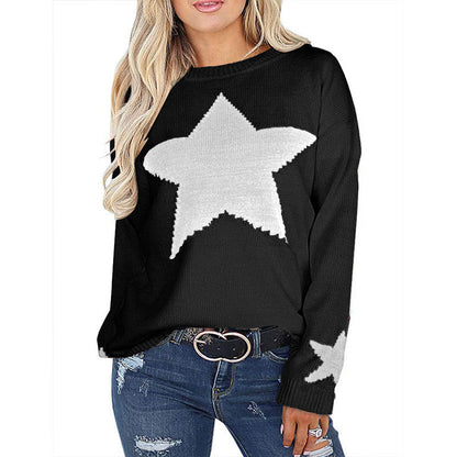 Damen Strickpullover Weiches Material Sterne-Design Norvielle