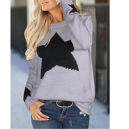 Damen Strickpullover Weiches Material Sterne-Design Norvielle