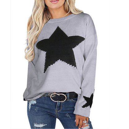 Damen Strickpullover Weiches Material Sterne-Design Norvielle