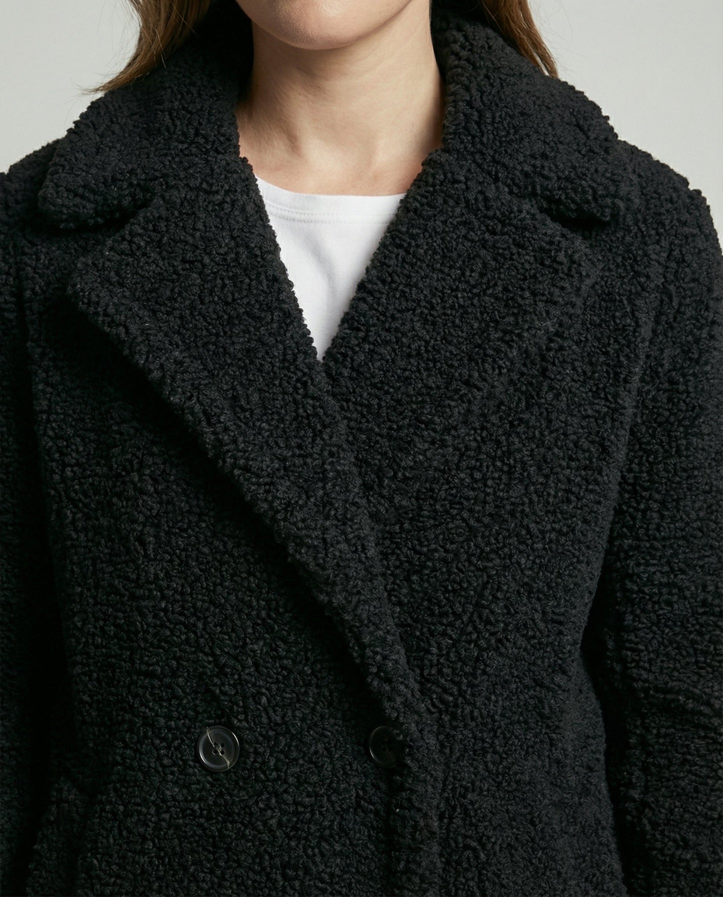 Damen Teddymantel Lang