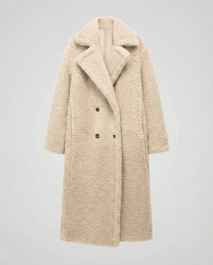 Damen Teddymantel Lang