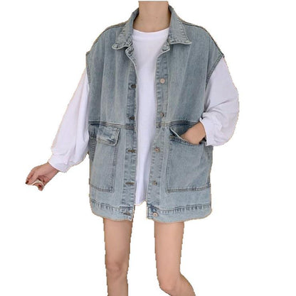 Damen Denim-Weste Große Taschen