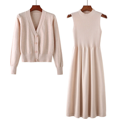 Damen Strickensemble Tailliertes Kleid Leichter Cardigan Norvielle