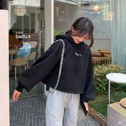 Damen Cropped Hoodie Oversized Ärmel Norvielle