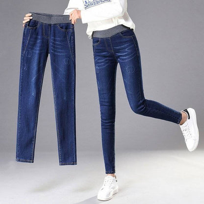 Damen Skinny Jeans Hochkomfortbund Darkblue - Norvielle