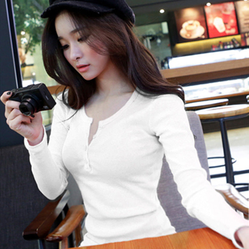 Damen Langarmshirt mit Knöpfen und Rippstruktur