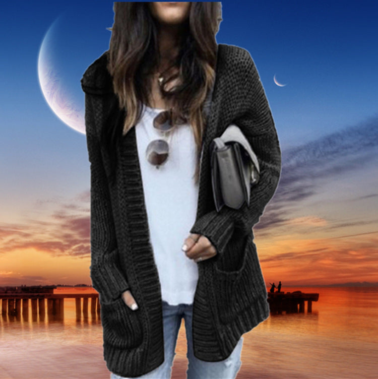 Damen Grobstrick Cardigan Offene Front Mit Taschen Norvielle - Norvielle