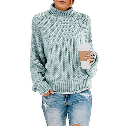 Damen Grobstrickpullover Hochgeschlossener Kragen Lässiger Schnitt