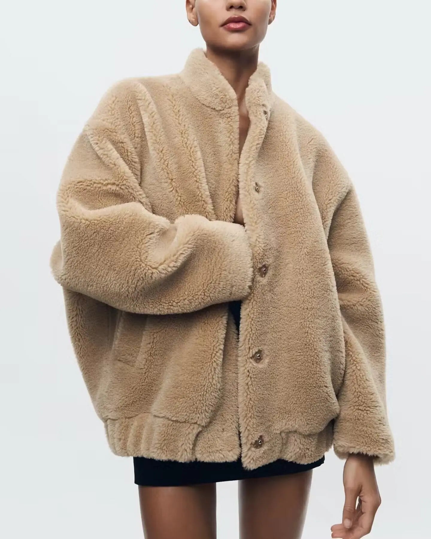 Damen Teddybär-Jacke Weich Schwarz - Norvielle
