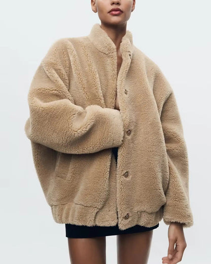 Damen Teddybär-Jacke Weich Schwarz - Norvielle