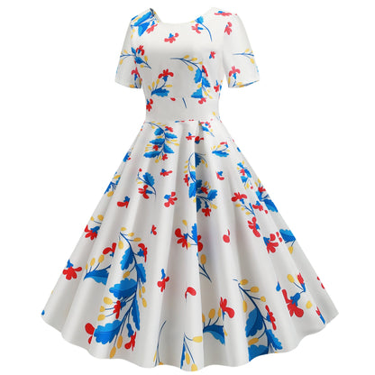Damen Swingkleid Floraldesign Elastisch Röckchen