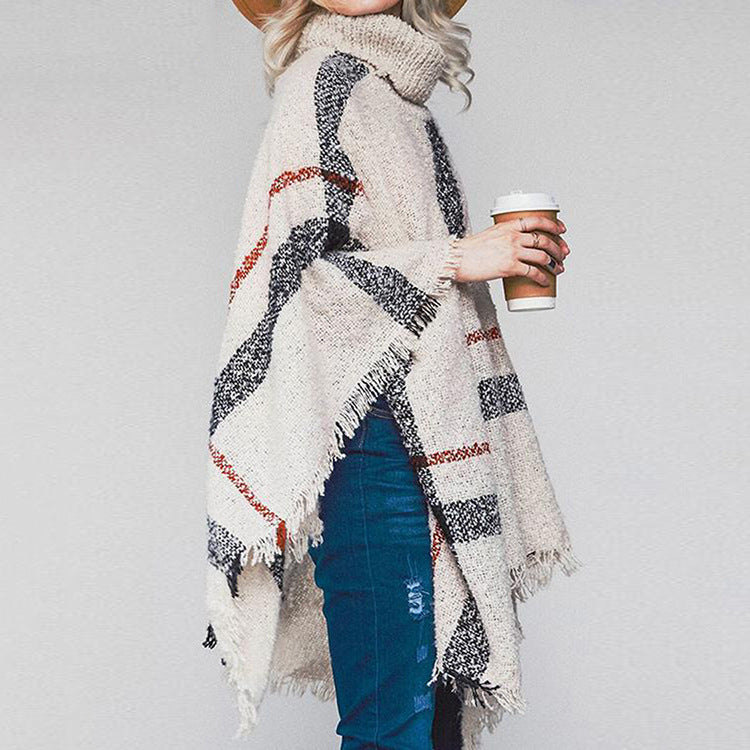 Damen Strickponcho Asymmetrisch Norvielle