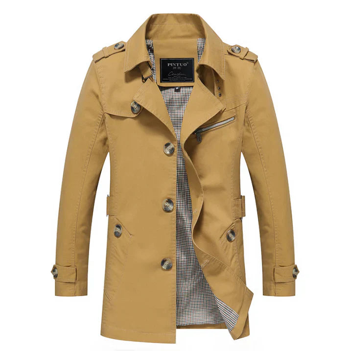 Herren Trenchcoat Slim Fit Leichter Mantel