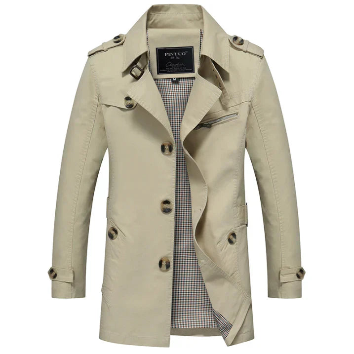Herren Trenchcoat Slim Fit Leichter Mantel