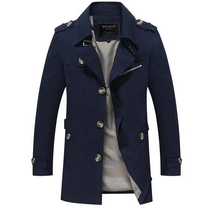 Herren Trenchcoat Slim Fit Leichter Mantel