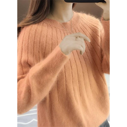 Norvielle Damen Strickpullover Kaschmirweich Rippmuster