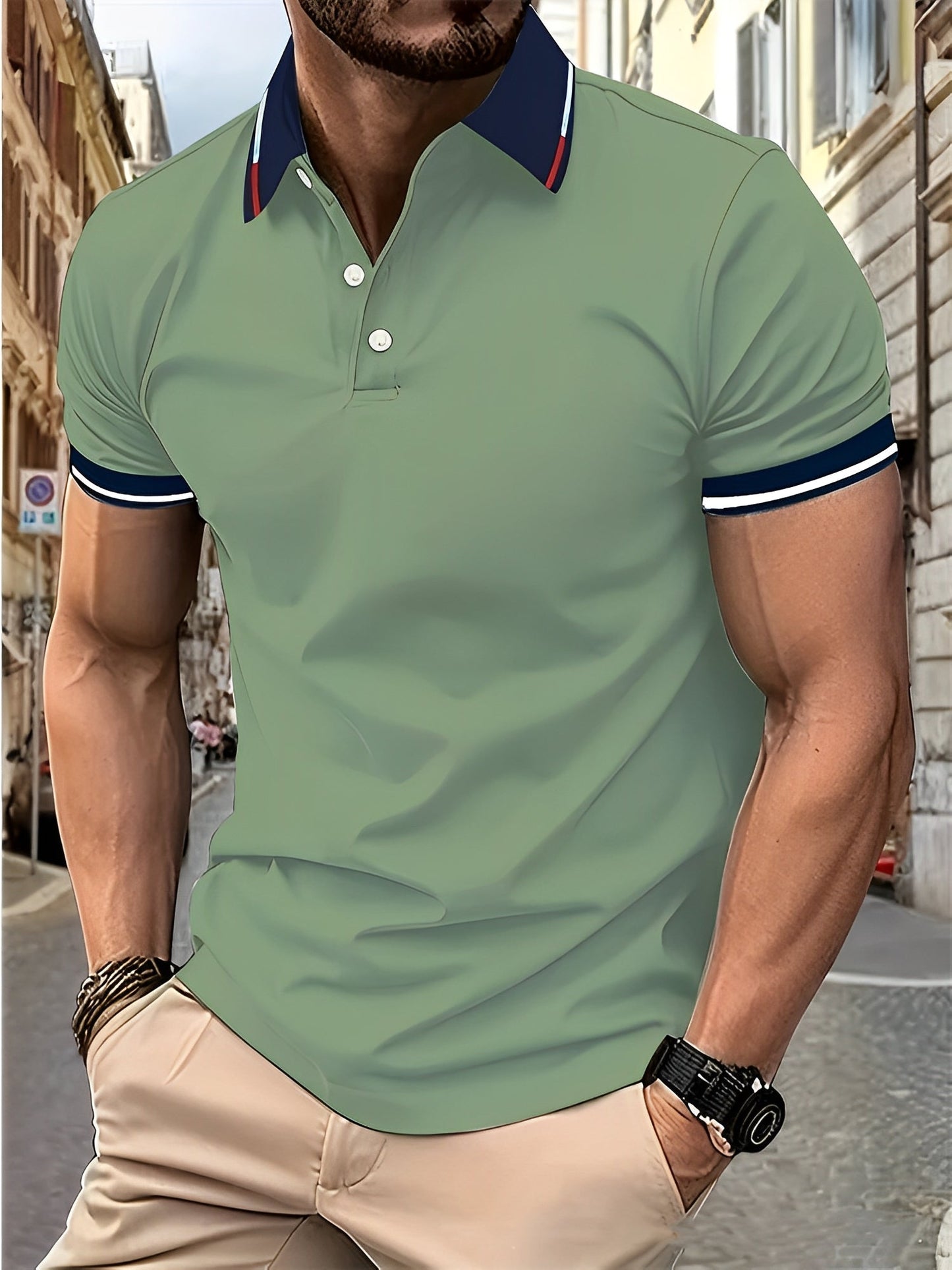 Herren Polohemd mit Knöpfen Einfach Weiß