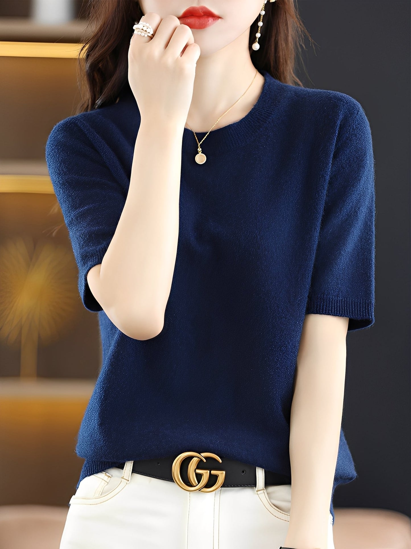 Damen Kurzarm-Pullover
