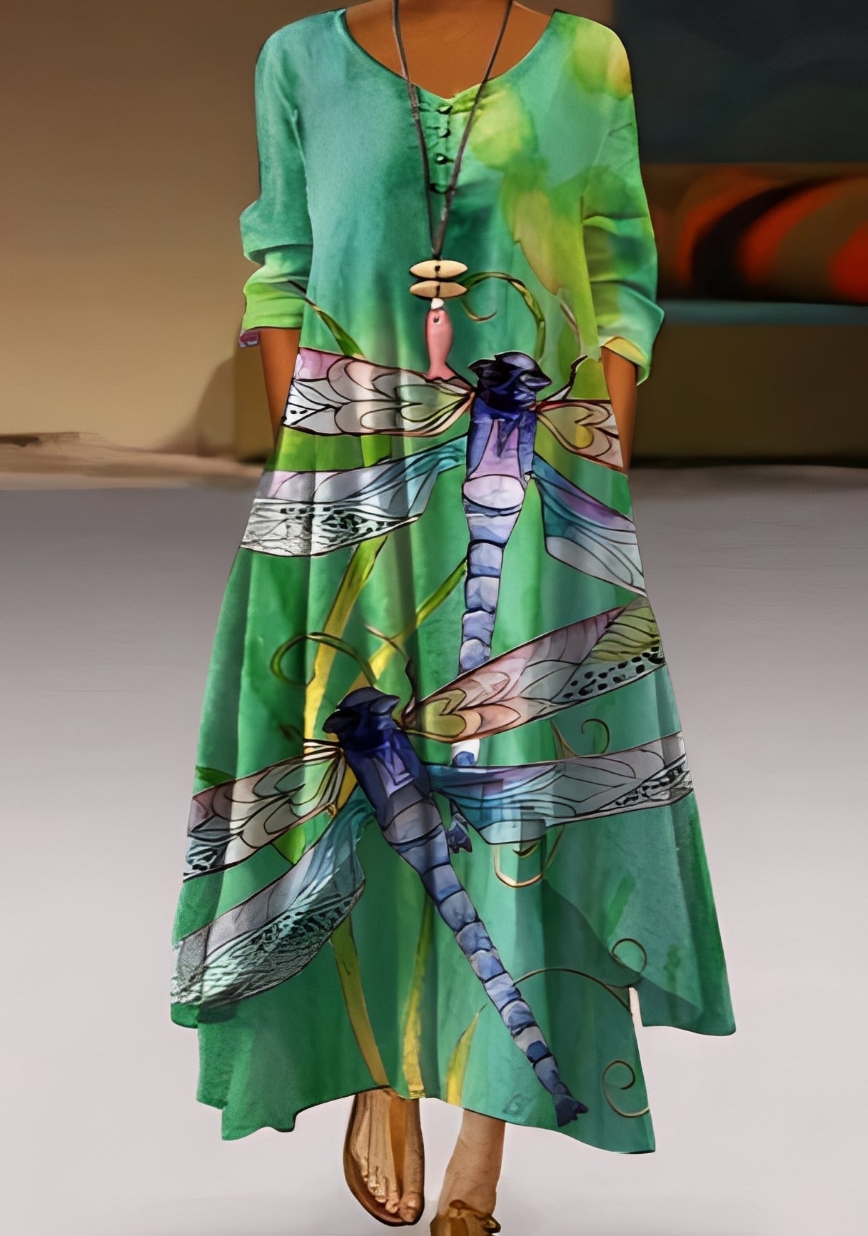 Damenkleid mit Print Elegantes locker Fallendes Kleid - Norvielle