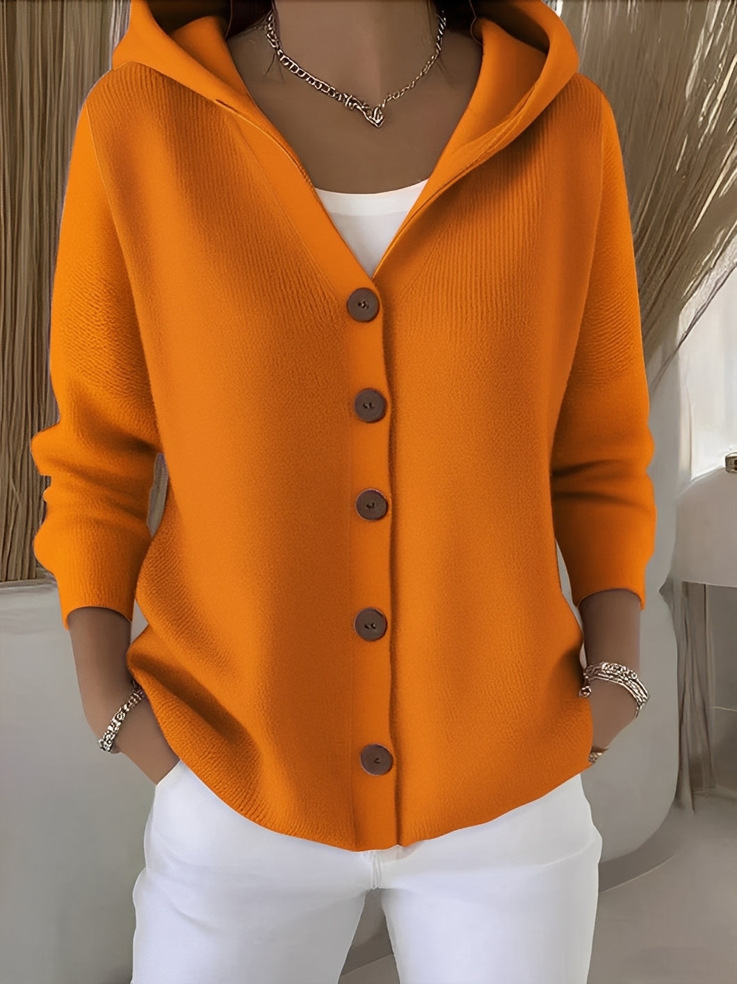 Damen Langarmjacke Kapuze Gemütlich