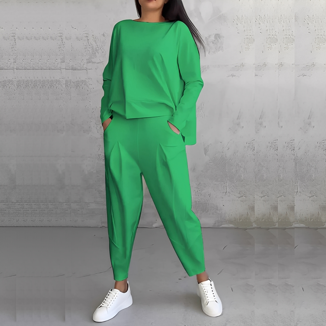 Damen Pullover Set Rundhals Hose