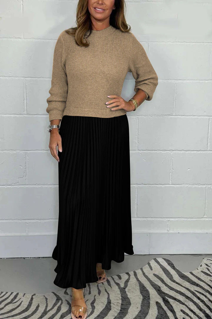 Damen Kleid Faltenrock Bequem - Norvielle