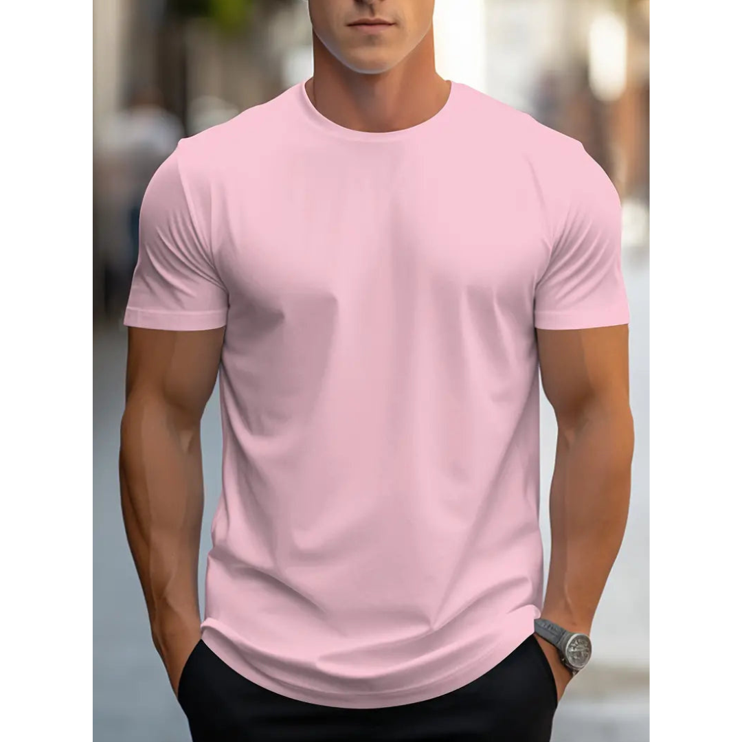 Herren T-Shirt Kurzarm Klassisch Weiß