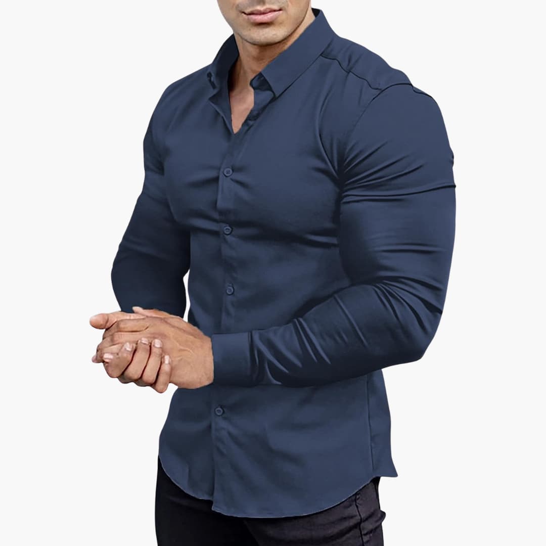 Herren Slim Fit Langarmhemd Klassisch