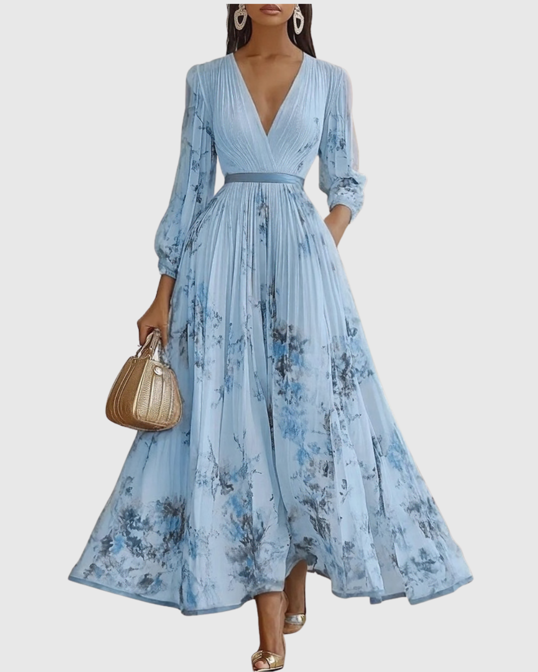 Isabella Damen Ärmelloses Blumenkleid Midi Geplissiert