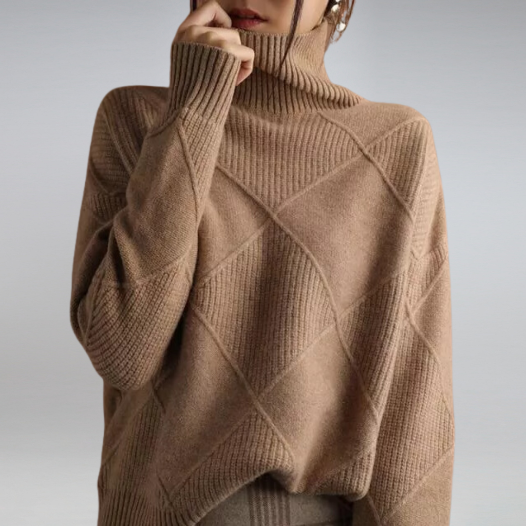 Damen Oversize Rollkragenpullover Lang