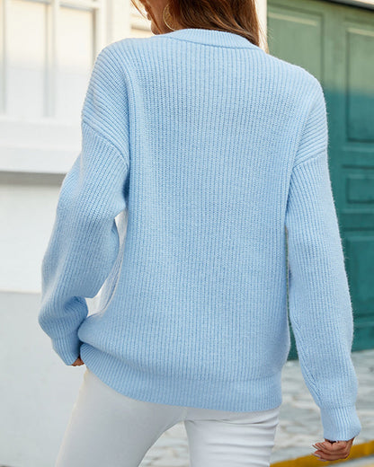 Norvielle Damen Pullover Rundhals Robust Herbstfarben