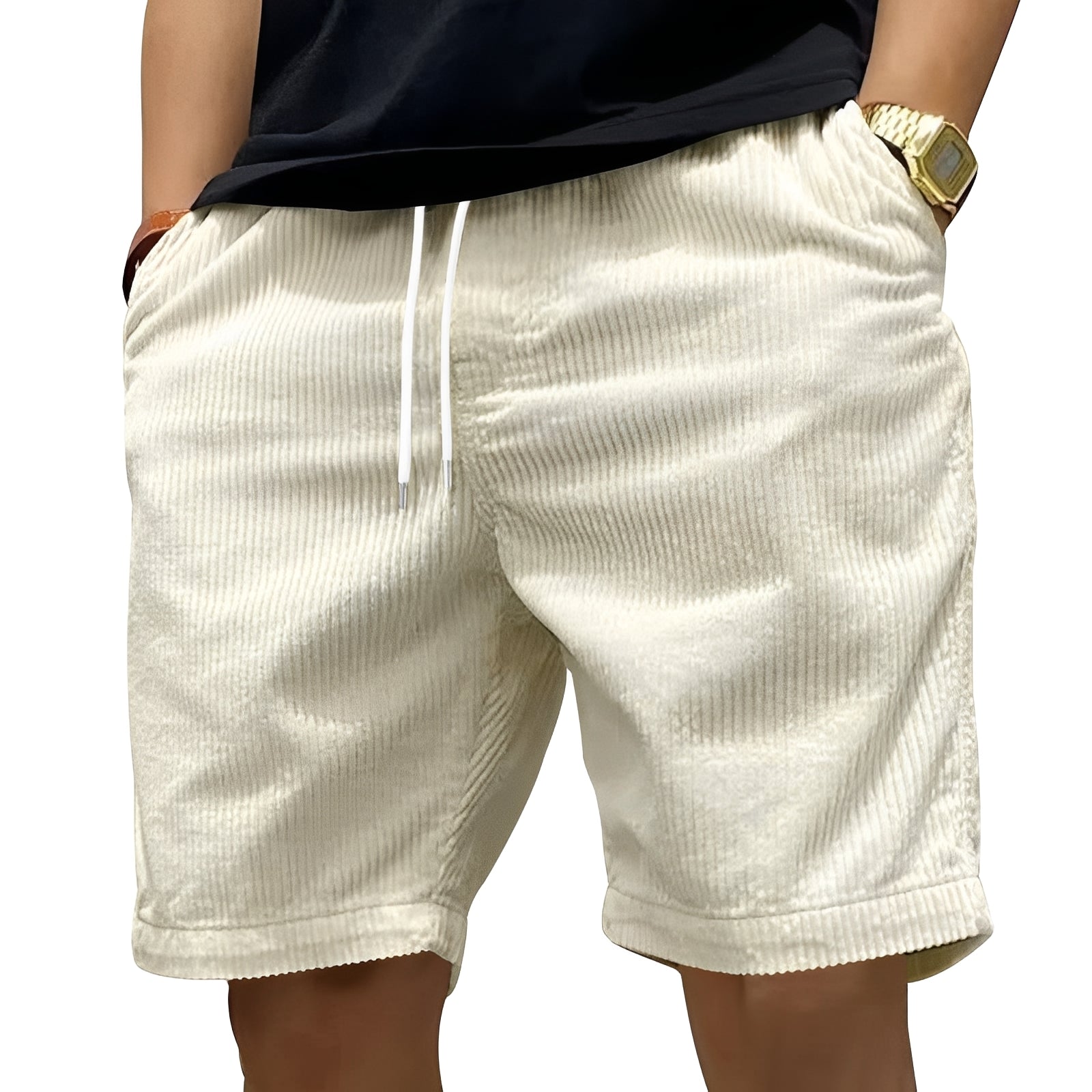 Herren Shorts Lässig Kordelzug Beige - Norvielle