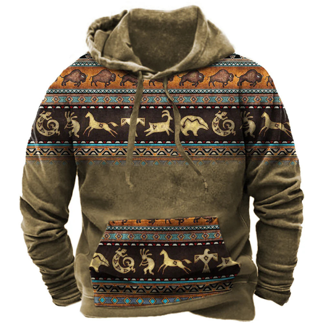 Herren Hoodie Langarm mit Kängurutasche Lässig Grau