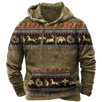 Herren Hoodie Langarm mit Kängurutasche Lässig Grau