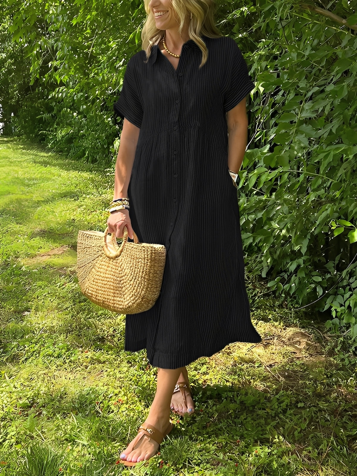 Alana Damen Hemdkleid Gestreift Komfortabel