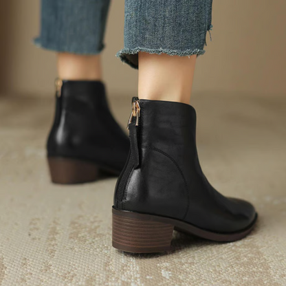 Damen Stiefeletten Blockabsatz Leder