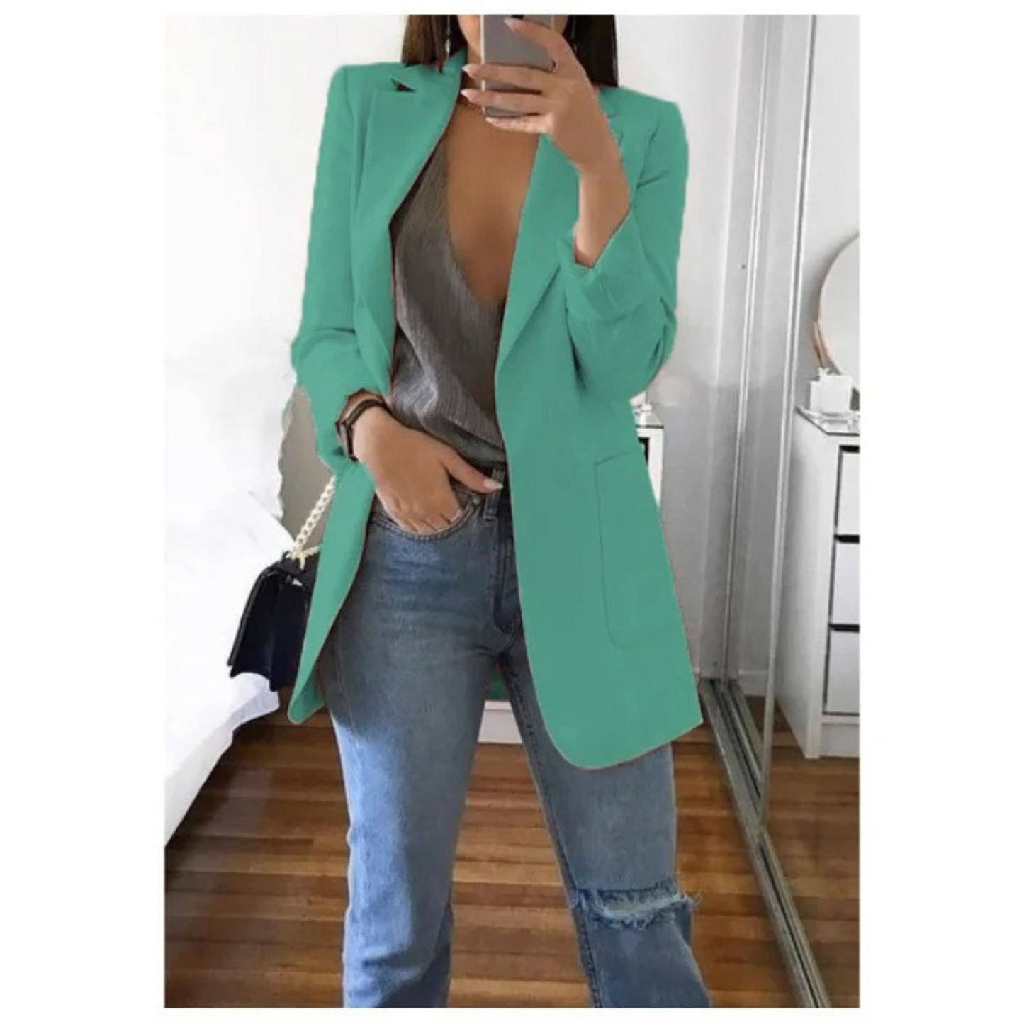 Damen Doppelreihiger Blazer Bürooutfit