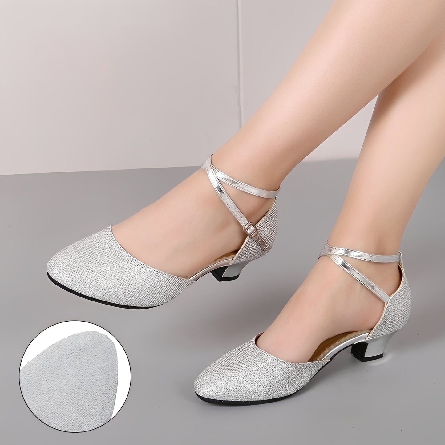 Damen Glitzersandalen Elegantes Design Silber