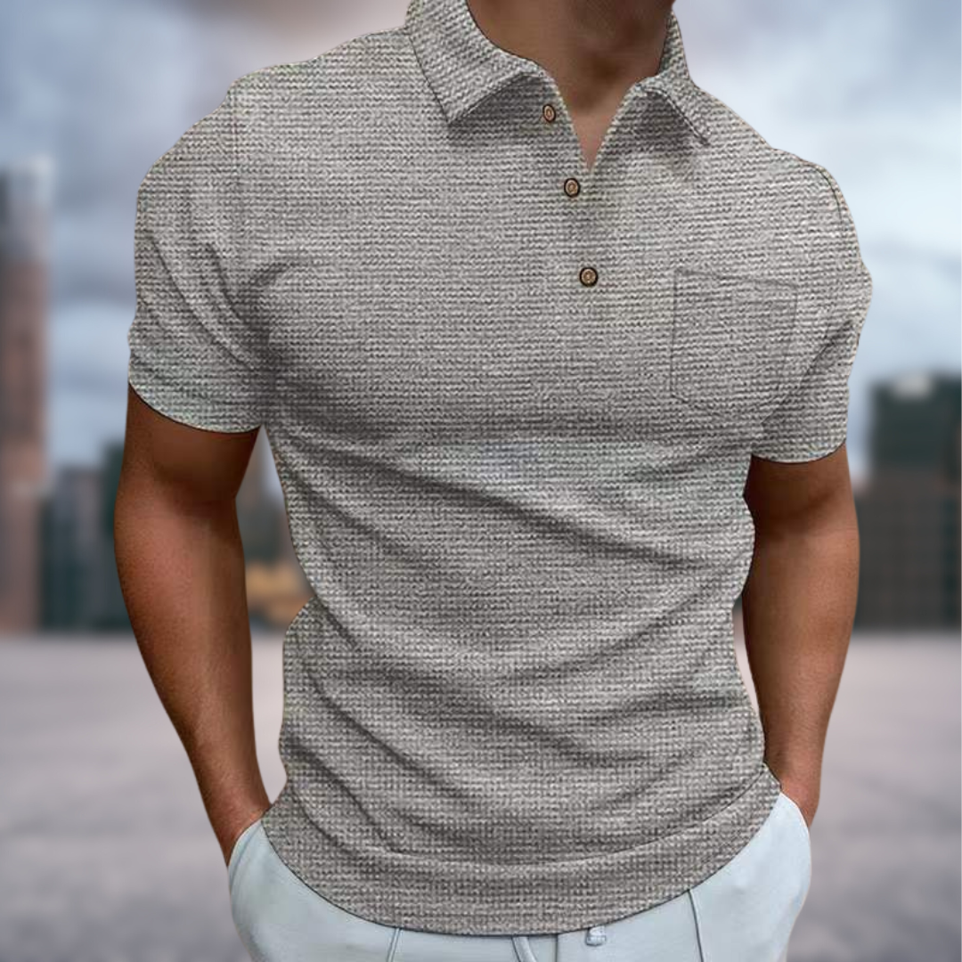 Herren Strukturiertes Poloshirt Sommer Baumwolle Weiß