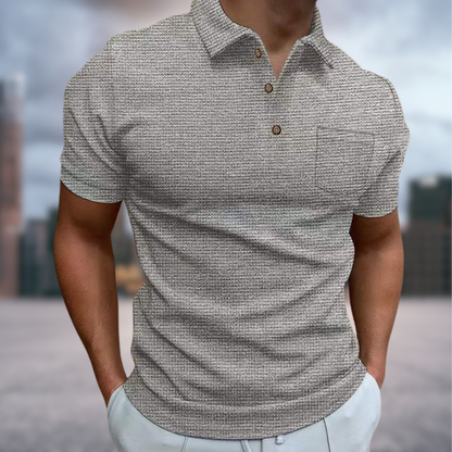 Herren Strukturiertes Poloshirt Sommer Baumwolle Weiß